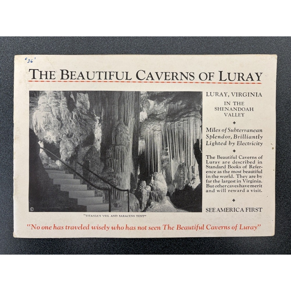 The Beautiful Caverns of Luray Virginia Pictorial Booklet Shenandoah Valley 1936